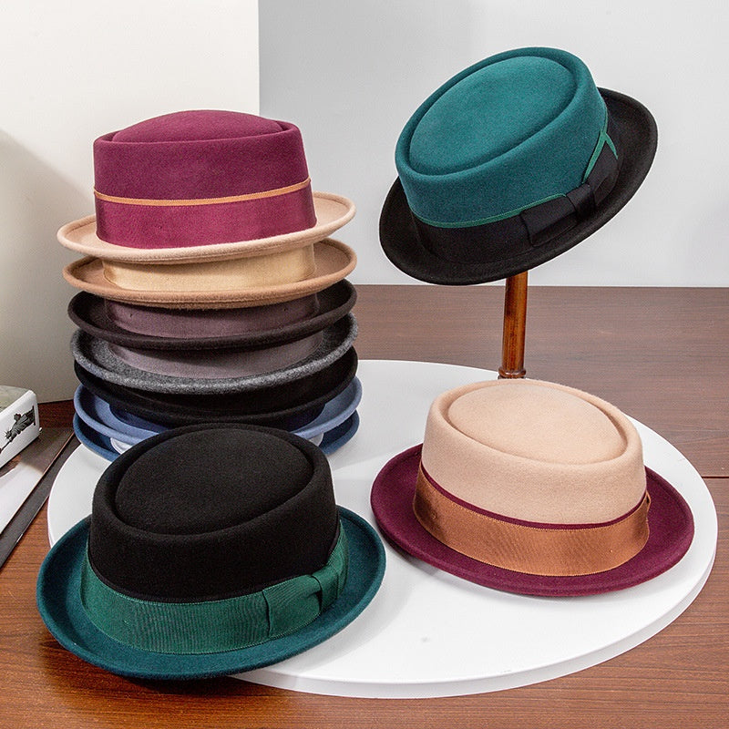 Felt Rolled-up Top Hat with Bow