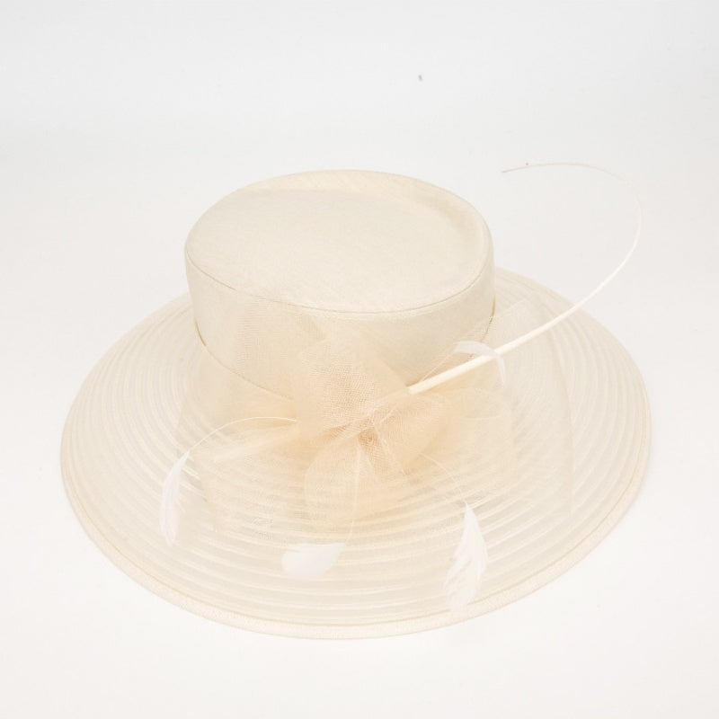 Sun Top Hat Straw Hat with Mesh Yarn Decoration