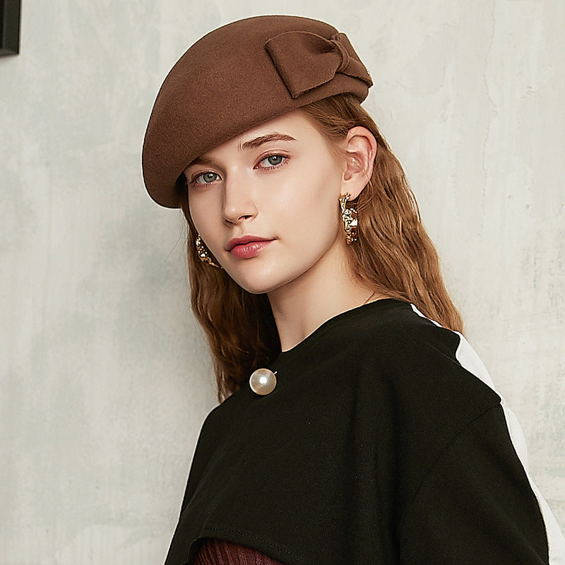 Simple Stewardess Beret with Bow