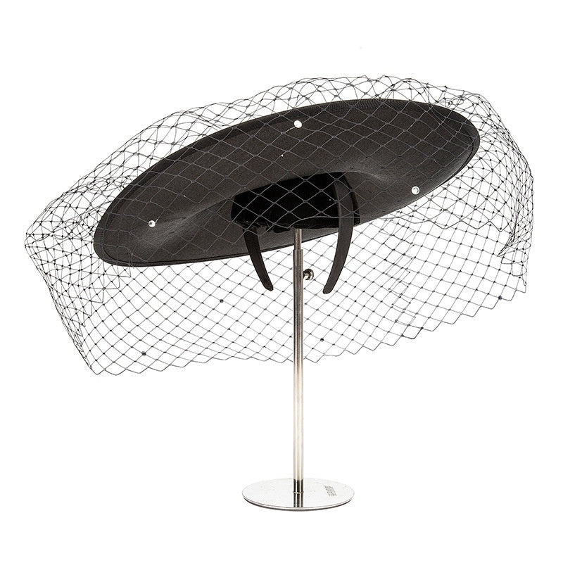 Wide Brim Top Hat Alice Band with Crystal and Veil