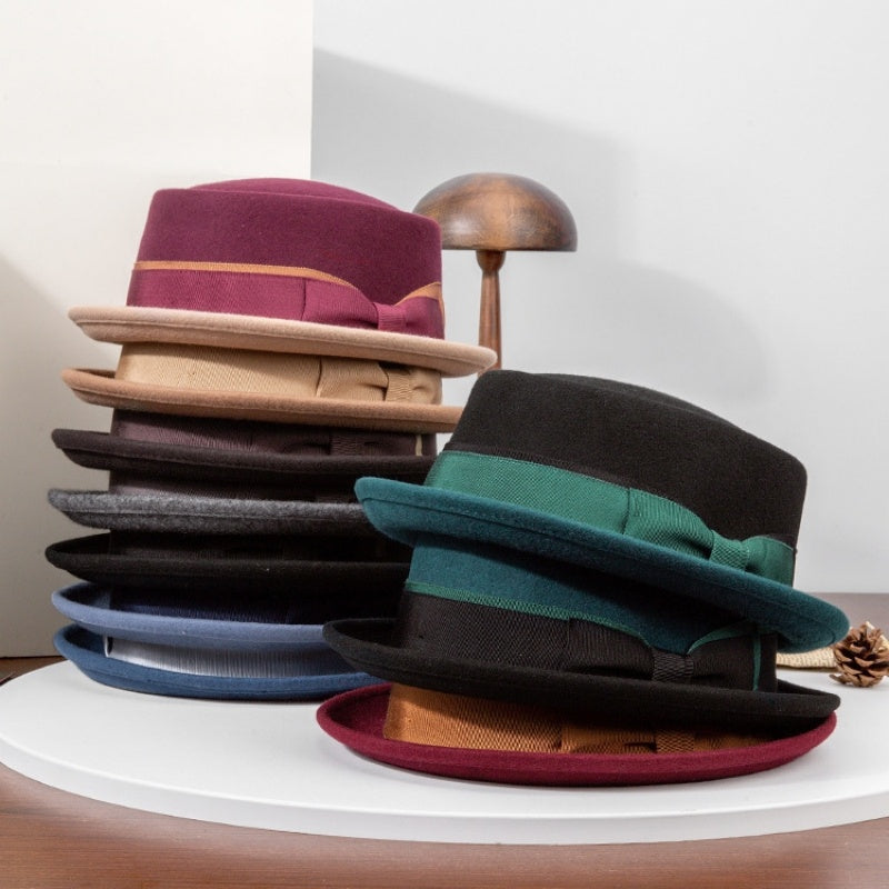 Felt Rolled-up Top Hat with Bow