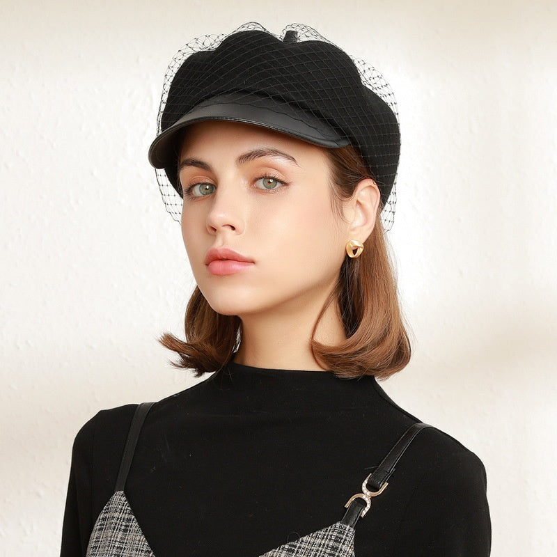 Felt Newsboy Hats with Lace