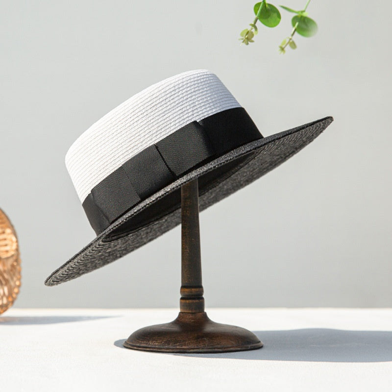 Top Hat Sun Hat Black Brim with Bow Webbing