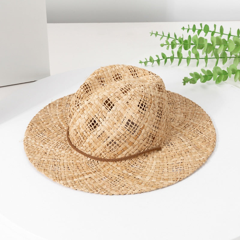 Straw Cowboy Hat with Windbreak Rope