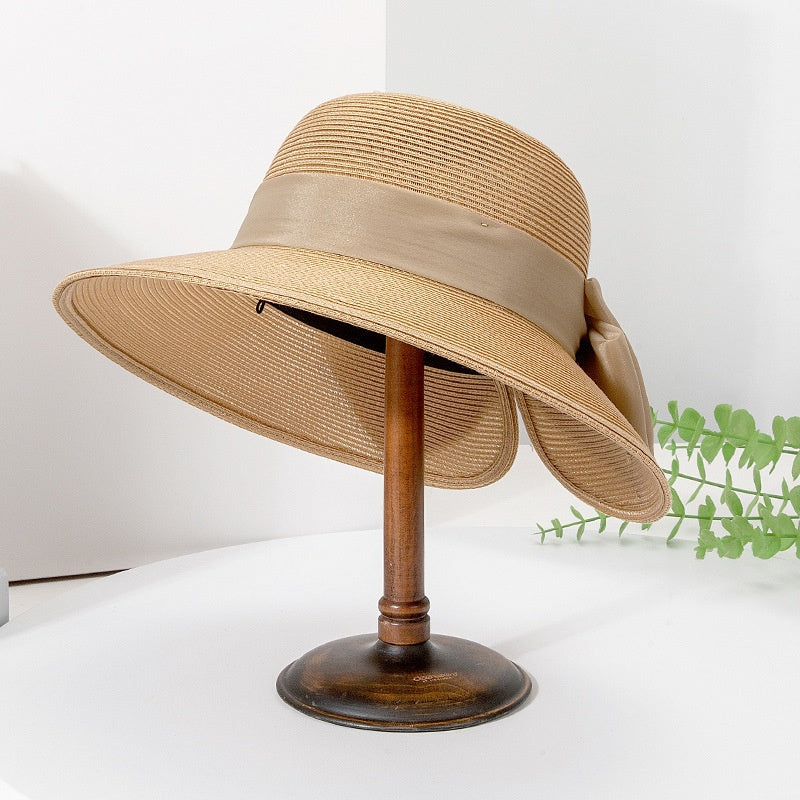 Straw Hat Sun Hat with Big Bow