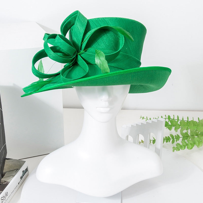 Top Hat Straw Hat with Floral Decoration