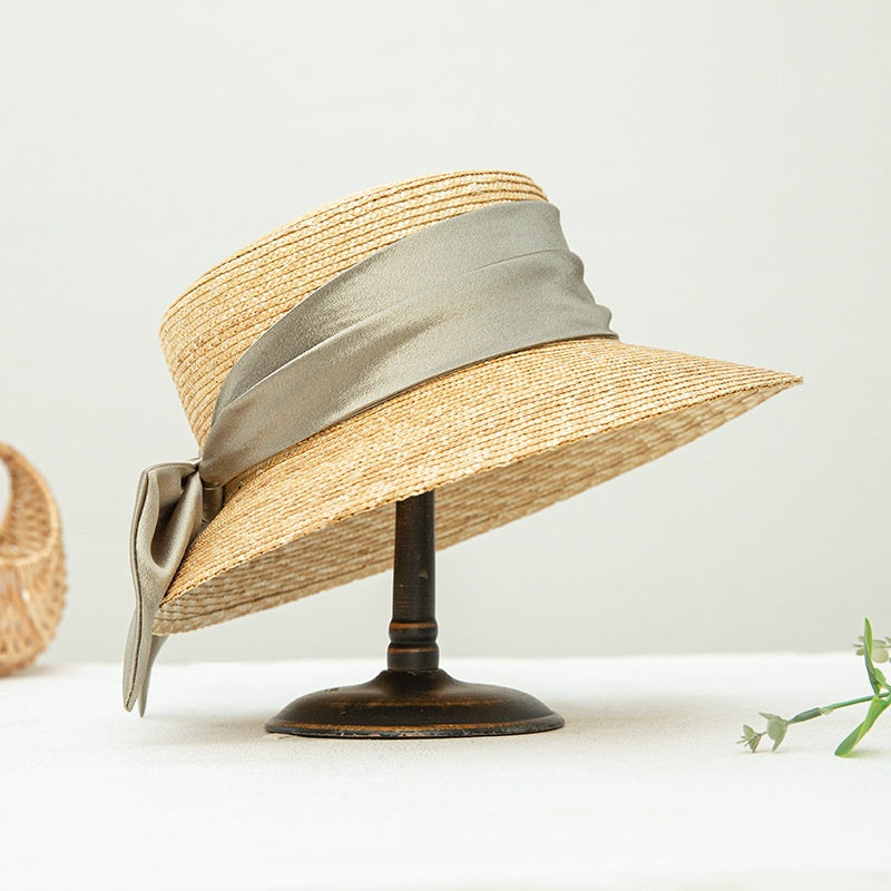 Sun Hat Straw Hat with Green Bow Webbing
