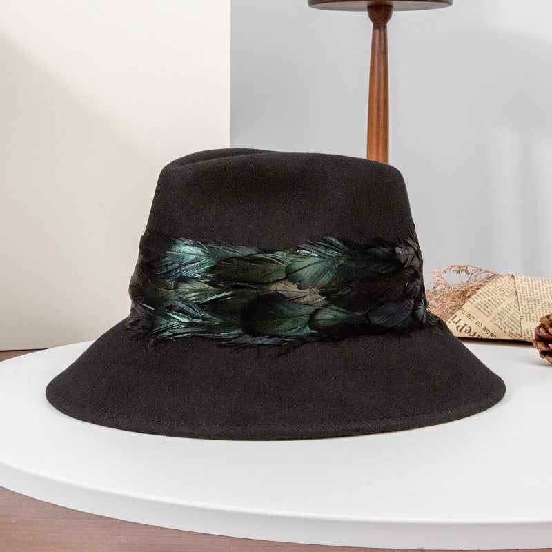 Felt Top Hat with Feather Webbing Decorations