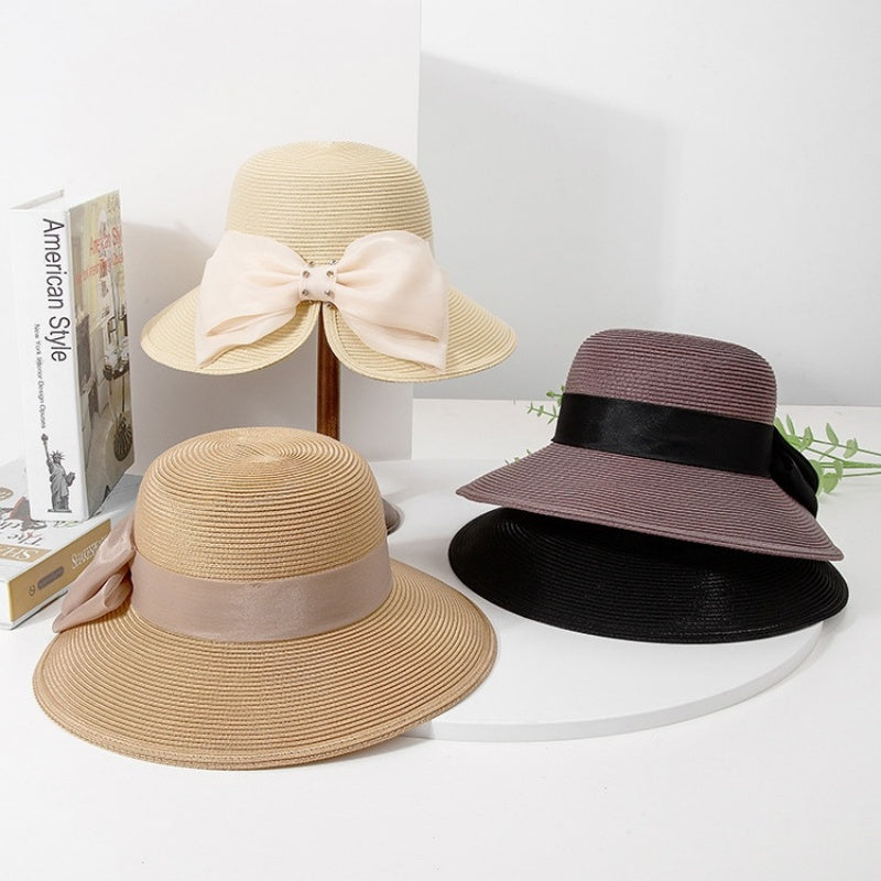 Straw Hat Sun Hat with Big Bow