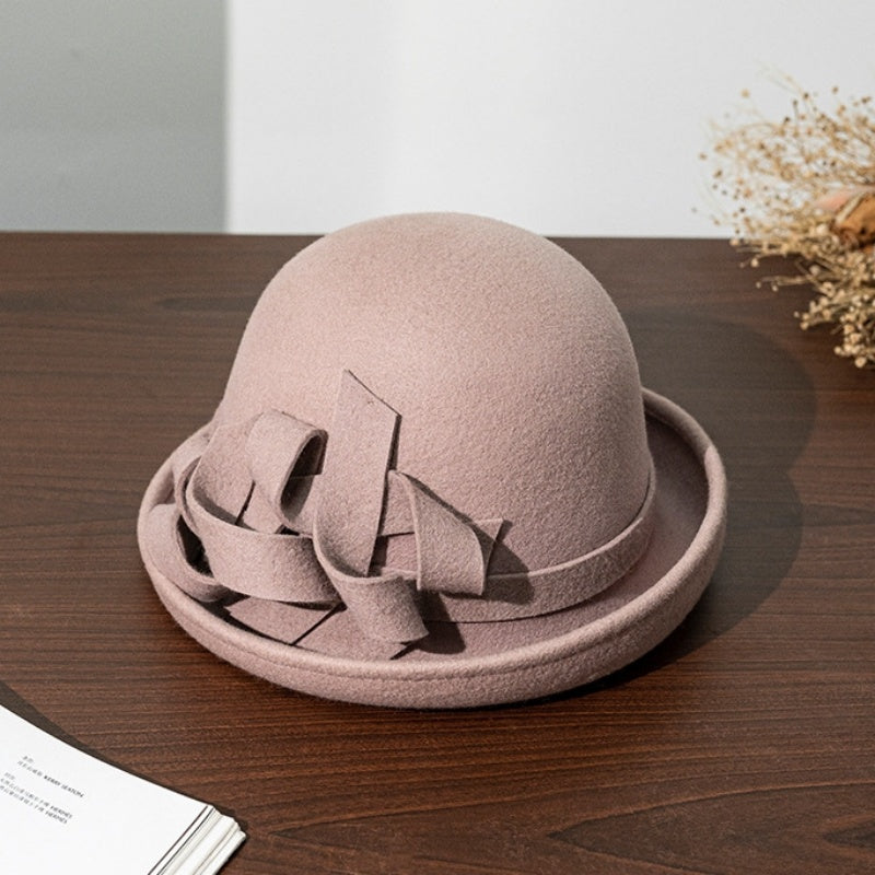 Felt Rolled Edge Top Hat with Felt Flower