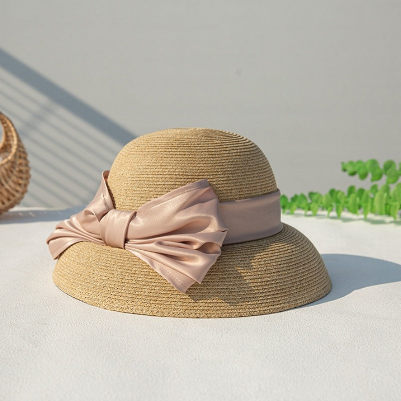Straw Top Hat with Bow Webbing