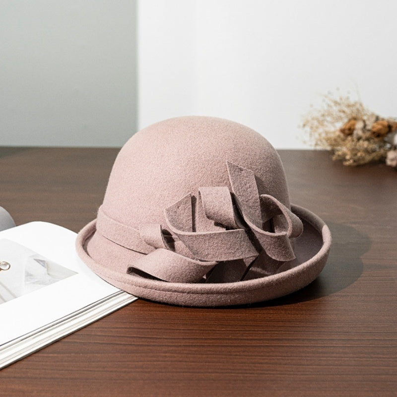 Felt Rolled Edge Top Hat with Felt Flower