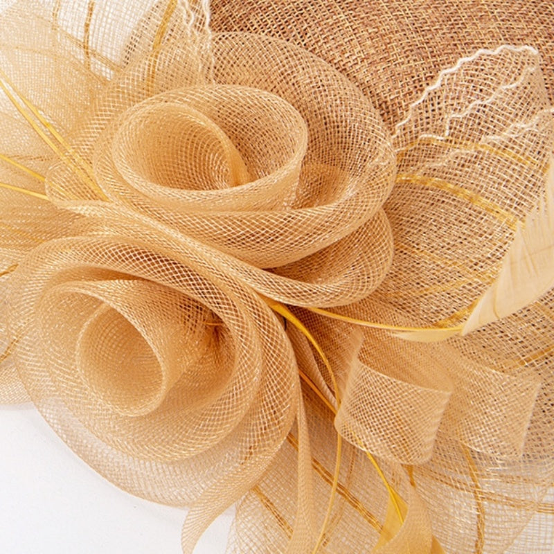 Top Hat Hair Accessory with Flower and Feather Decorations