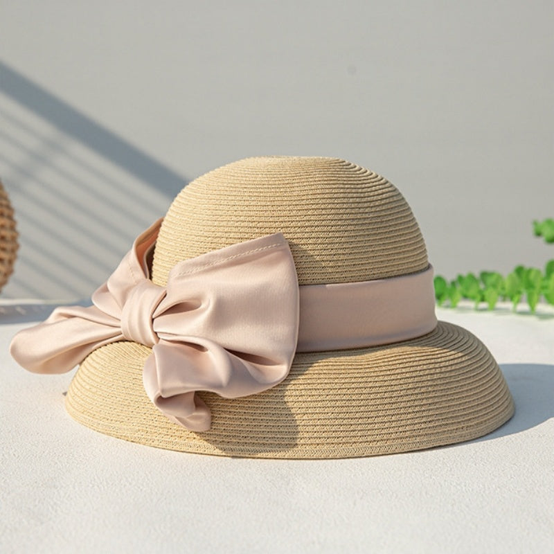 Straw Top Hat with Bow Webbing