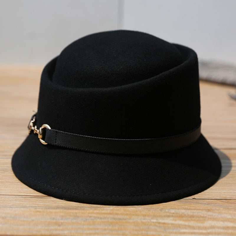 Felt Bucket Hat with Metal Buckle