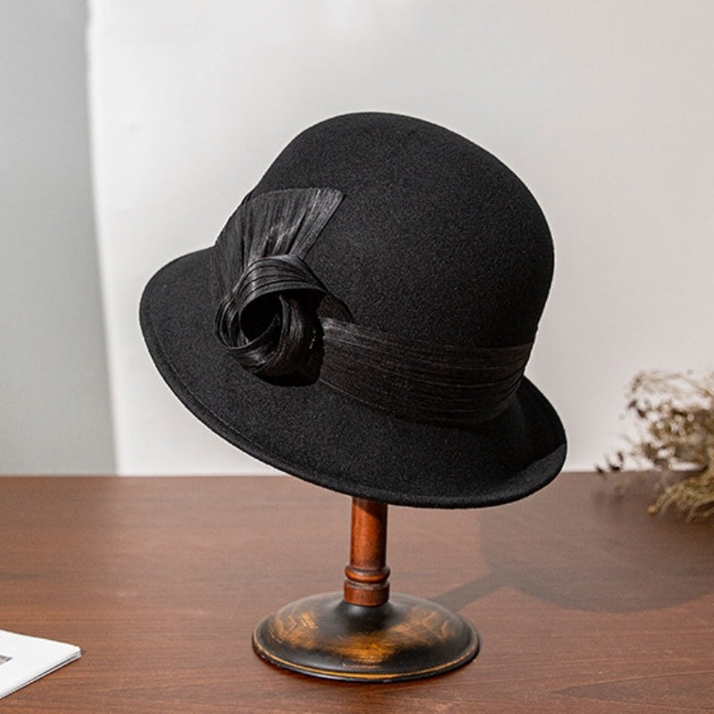 Felt Top Hat Rolled Edge with Ribbon Decoration
