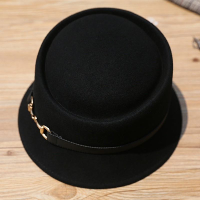 Felt Bucket Hat with Metal Buckle