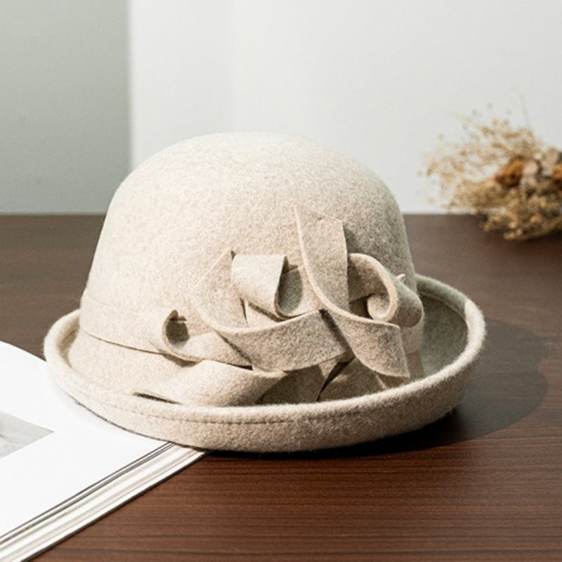 Felt Rolled Edge Top Hat with Felt Flower