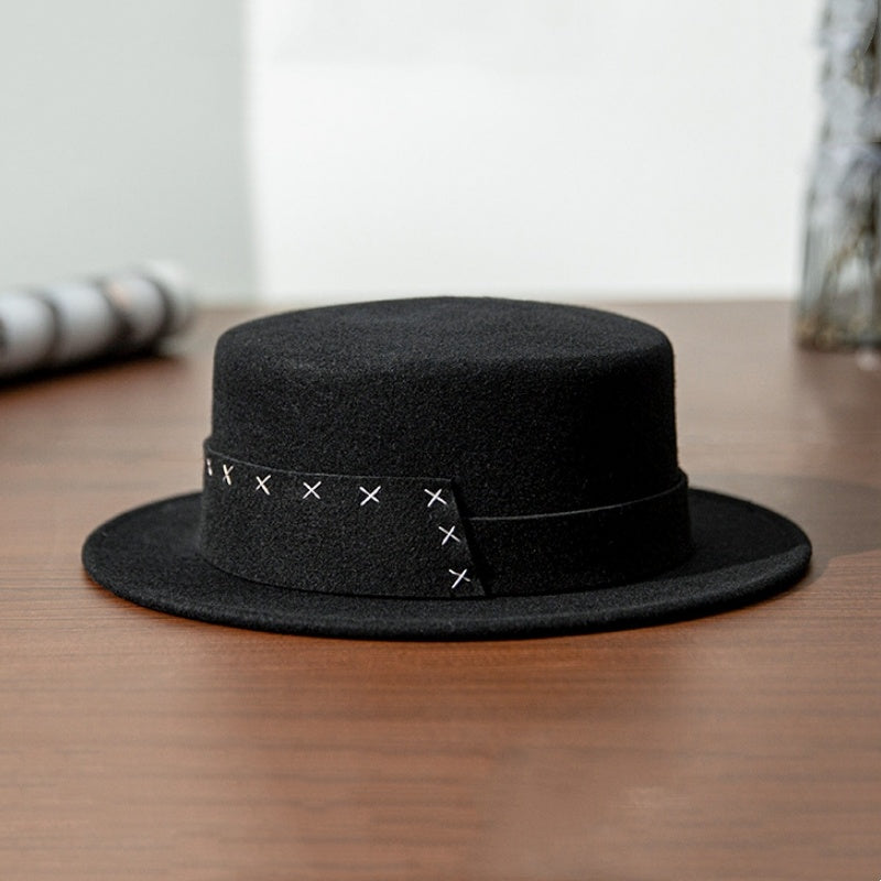 Felt Flat-topped Top Hat with Felt Bow