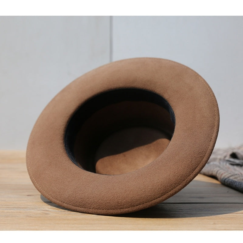 Felt Bowler Hats with Leather Strap and Golden Chain