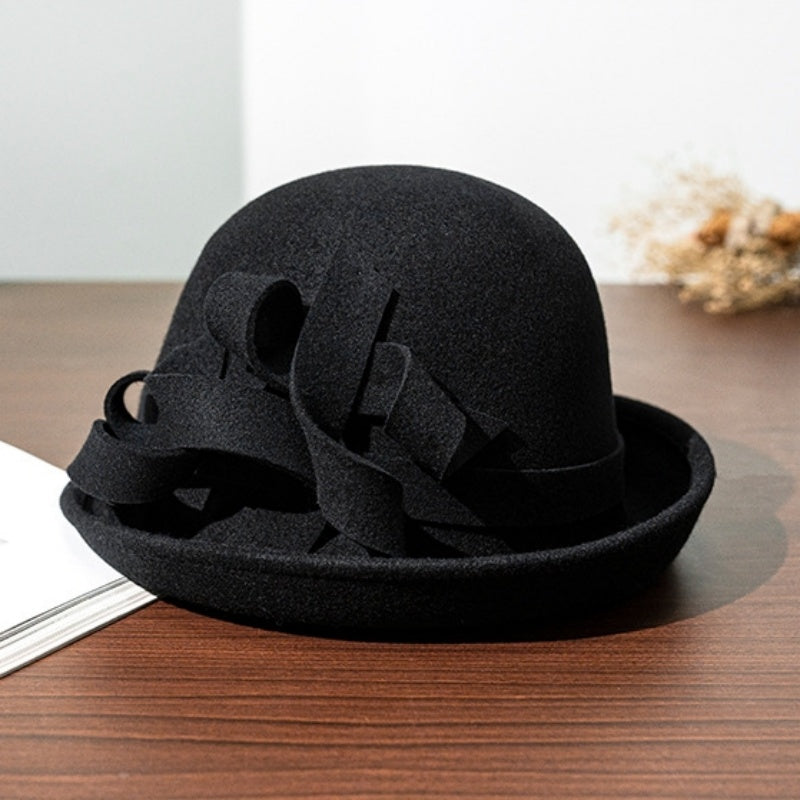 Felt Rolled Edge Top Hat with Felt Flower