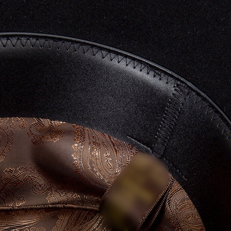 Felt Cowboy Hat with Copper Buckle Leather Strap