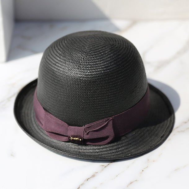 Rolled Edge Sun Hat Straw Hat with Bow