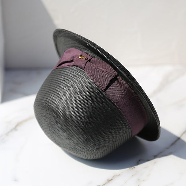 Rolled Edge Sun Hat Straw Hat with Bow