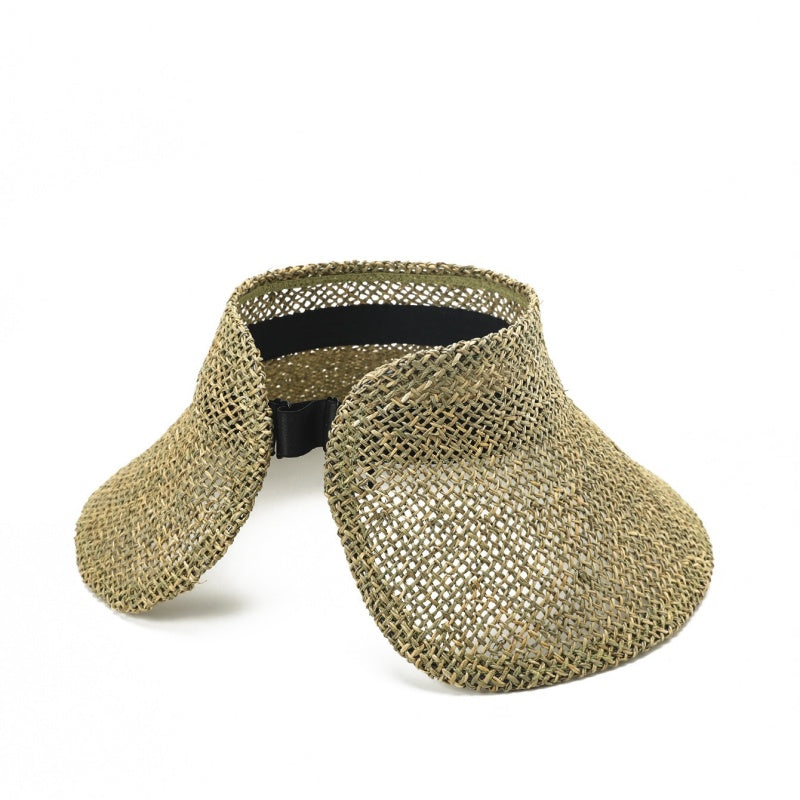Foldable Straw Hat with Empty Top