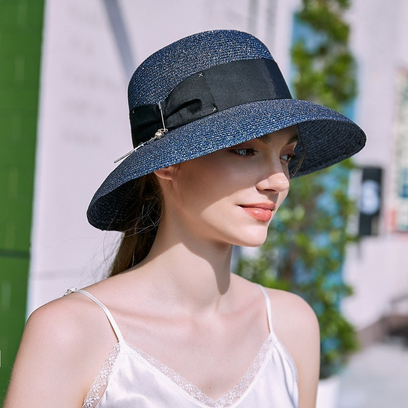 Straw Top Hat with Rose Pendant