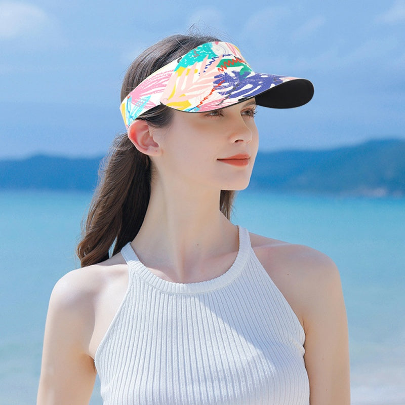 Quick-Drying Printed Sun Hat with Empty Top
