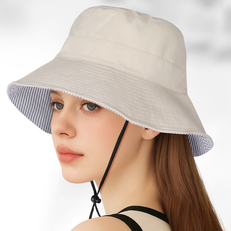 Double-Sided Striped Quick-Drying Sun Hat Bucket Hat