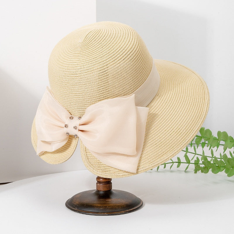 Straw Hat Sun Hat with Big Bow