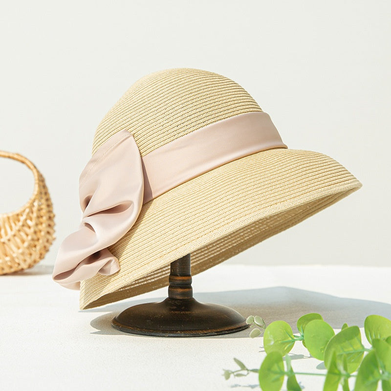 Straw Top Hat with Bow Webbing