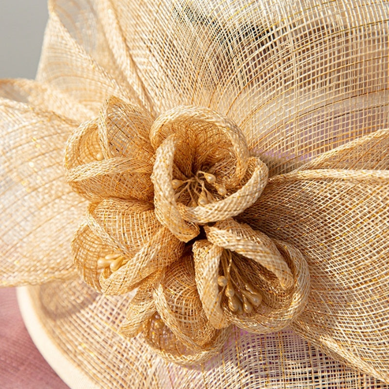 Sun Hat with Flower and Bow Decorations