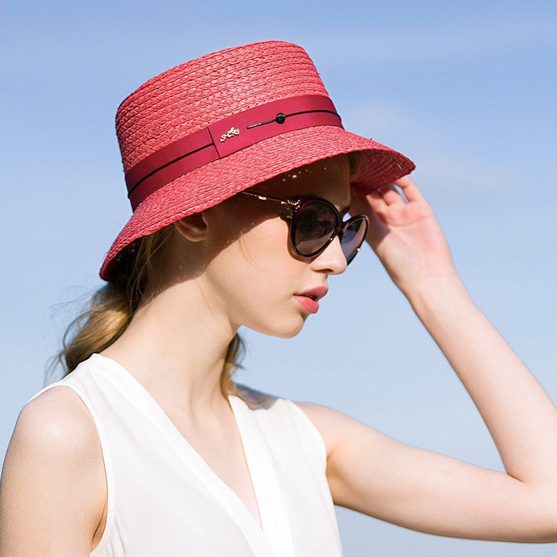 Straw Sun Hat with Webbing