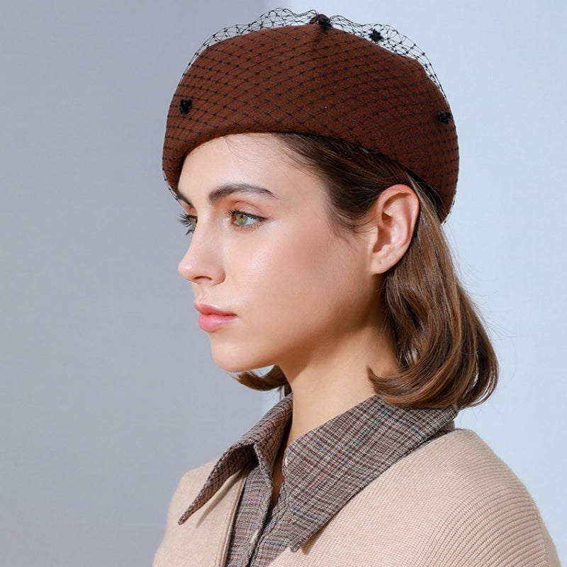 Felt Beret with Lace