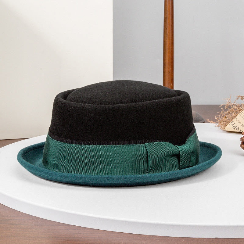 Felt Rolled-up Top Hat with Bow