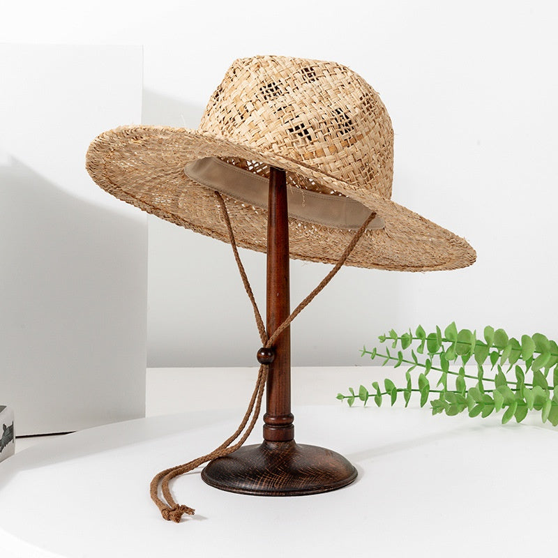 Straw Cowboy Hat with Windbreak Rope