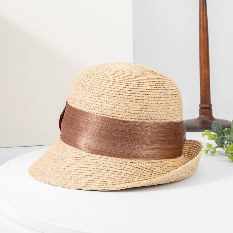 Simple Straw Hat Sun Hat with Webbing