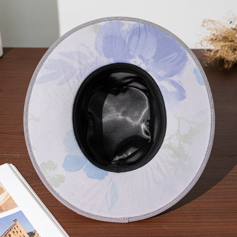 Felt Top Hat with Printed Mesh Yarn