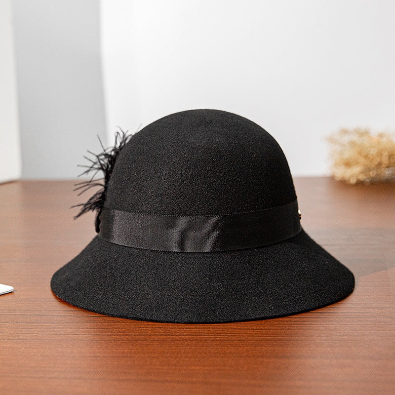 Felt Top Hat with Black Feather
