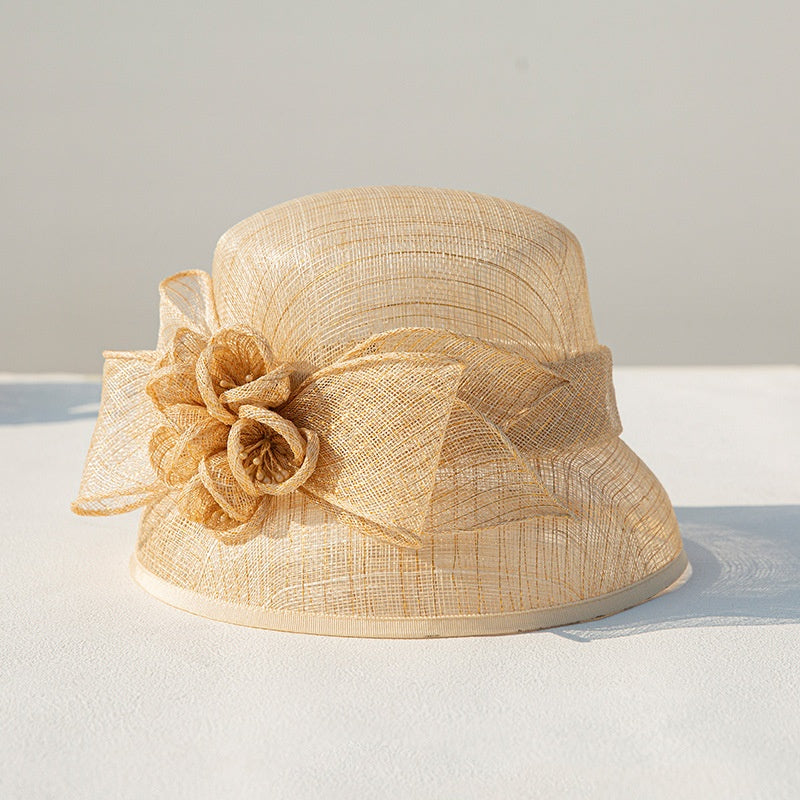 Sun Hat with Flower and Bow Decorations