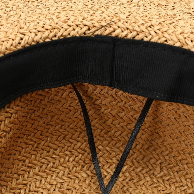 Straw Hat with Wide Brim and Big Bow