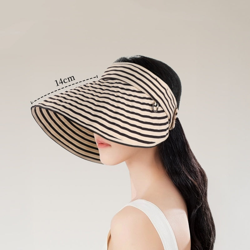 Foldable Striped Sun Hat with Empty Top