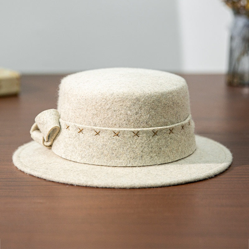 Felt Flat-topped Top Hat with Felt Bow