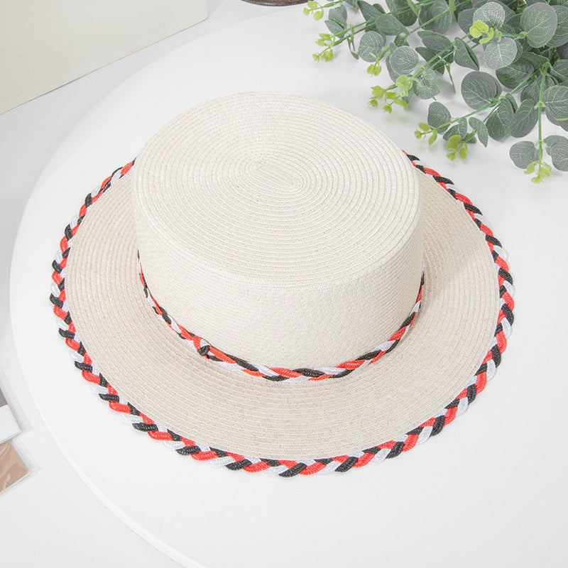 Bowler Hat Sun Hat with Colored Braided Rope