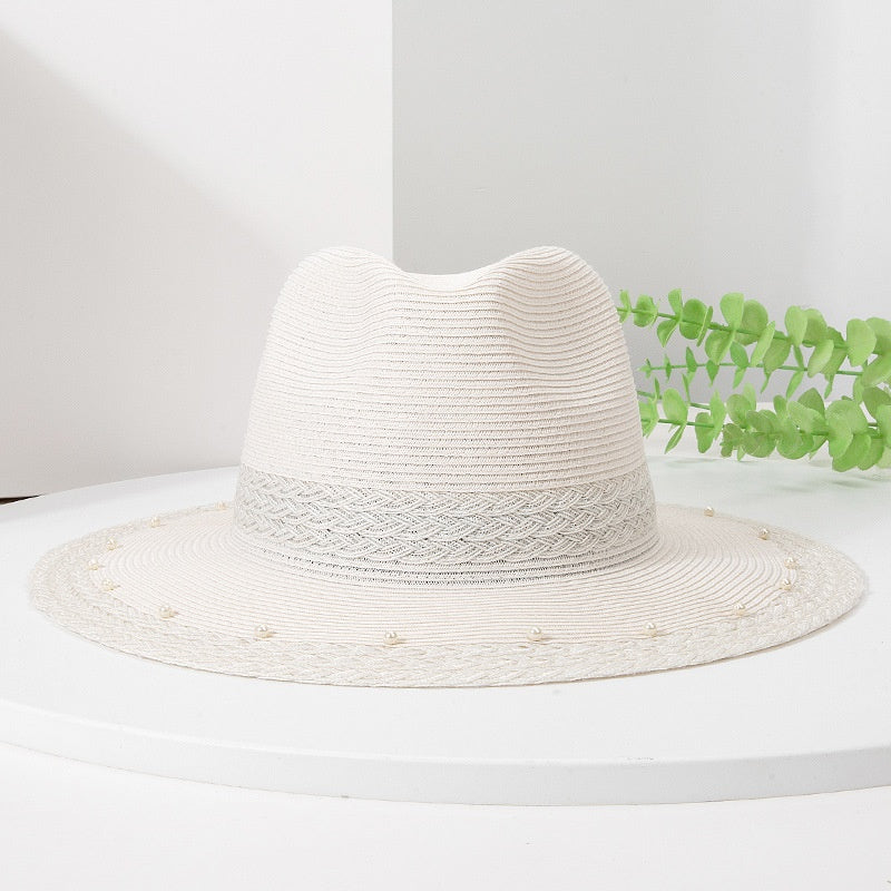 Sun Hat Straw Hat with Beads