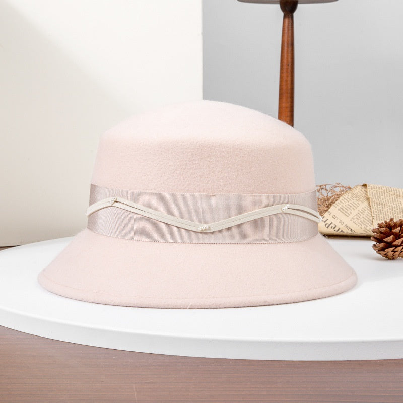 Felt Top Hat with Webbing and Pearl