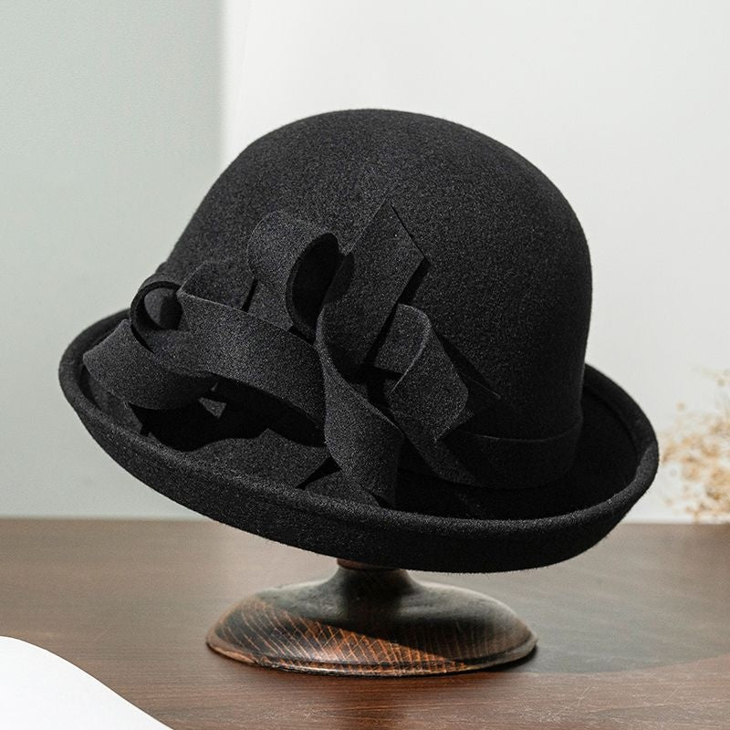 Felt Rolled Edge Top Hat with Felt Flower